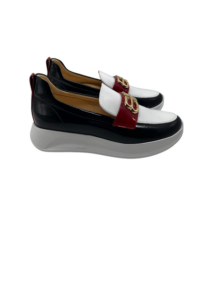 Bioeco by Arka 6754 2293+0345+0433 Navy, White & Red Multicolour Patent Slip On Shoes