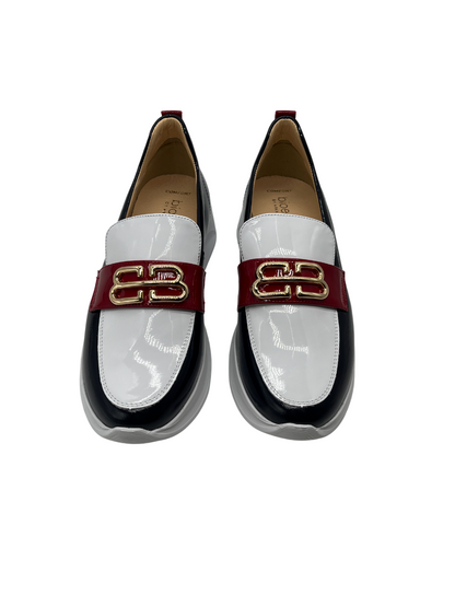 Bioeco by Arka 6754 2293+0345+0433 Navy, White & Red Multicolour Patent Slip On Shoes