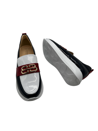 Bioeco by Arka 6754 2293+0345+0433 Navy, White & Red Multicolour Patent Slip On Shoes