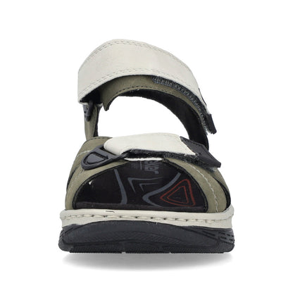 Rieker 67651-54 Khaki & Off White Combi Velcro Sandals with Slingback Strap