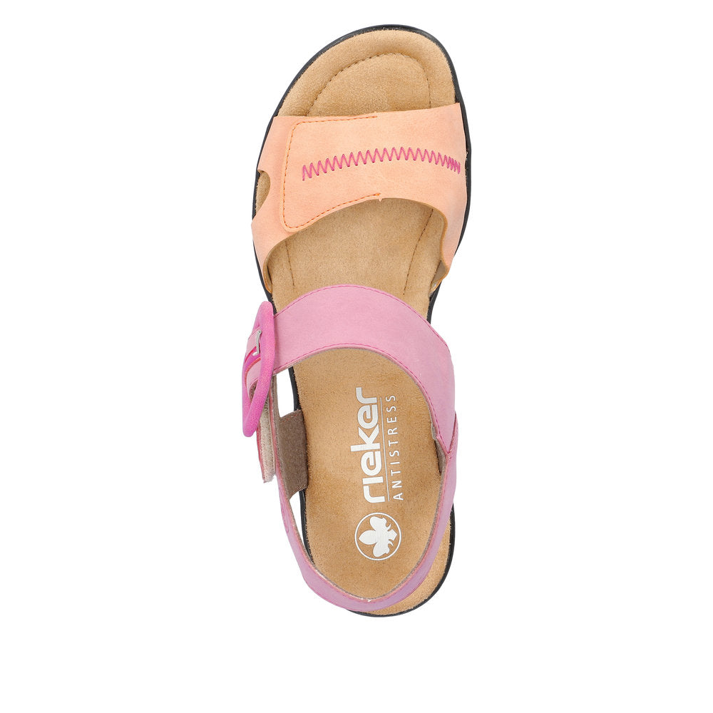 Rieker 68176-31 Pink & Peach Combi Wedge Slingback Sandals