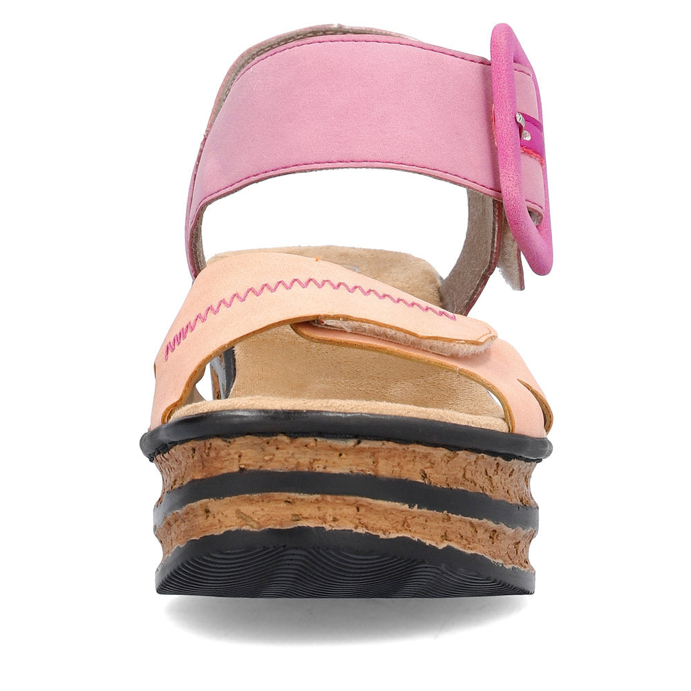 Rieker 68176-31 Pink & Peach Combi Wedge Slingback Sandals