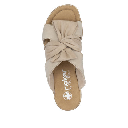 Rieker 68789-62 Ginger Beige Bow Slip On Wedge Sandals