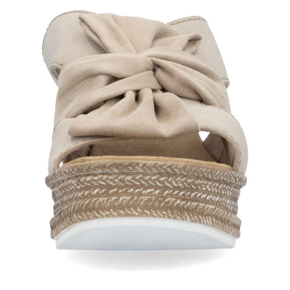 Rieker 68789-62 Ginger Beige Bow Slip On Wedge Sandals
