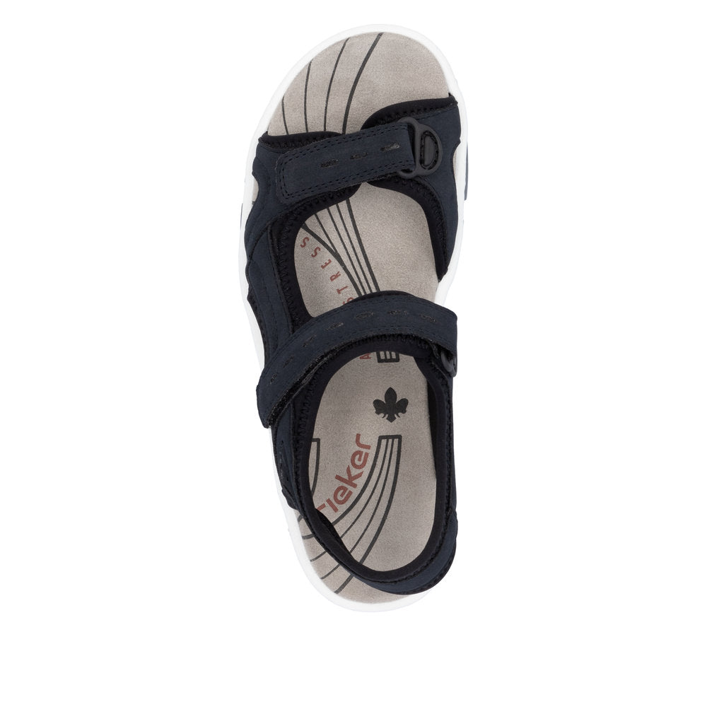 Rieker 68866-14 Navy & Black Velcro Sandals with Slingback Strap