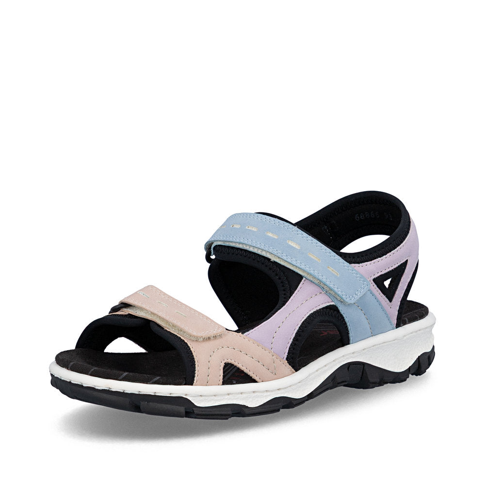 Rieker 68866-93 Mauve, Blue & Black Combi E 1/2 Fit Slingback Sandals