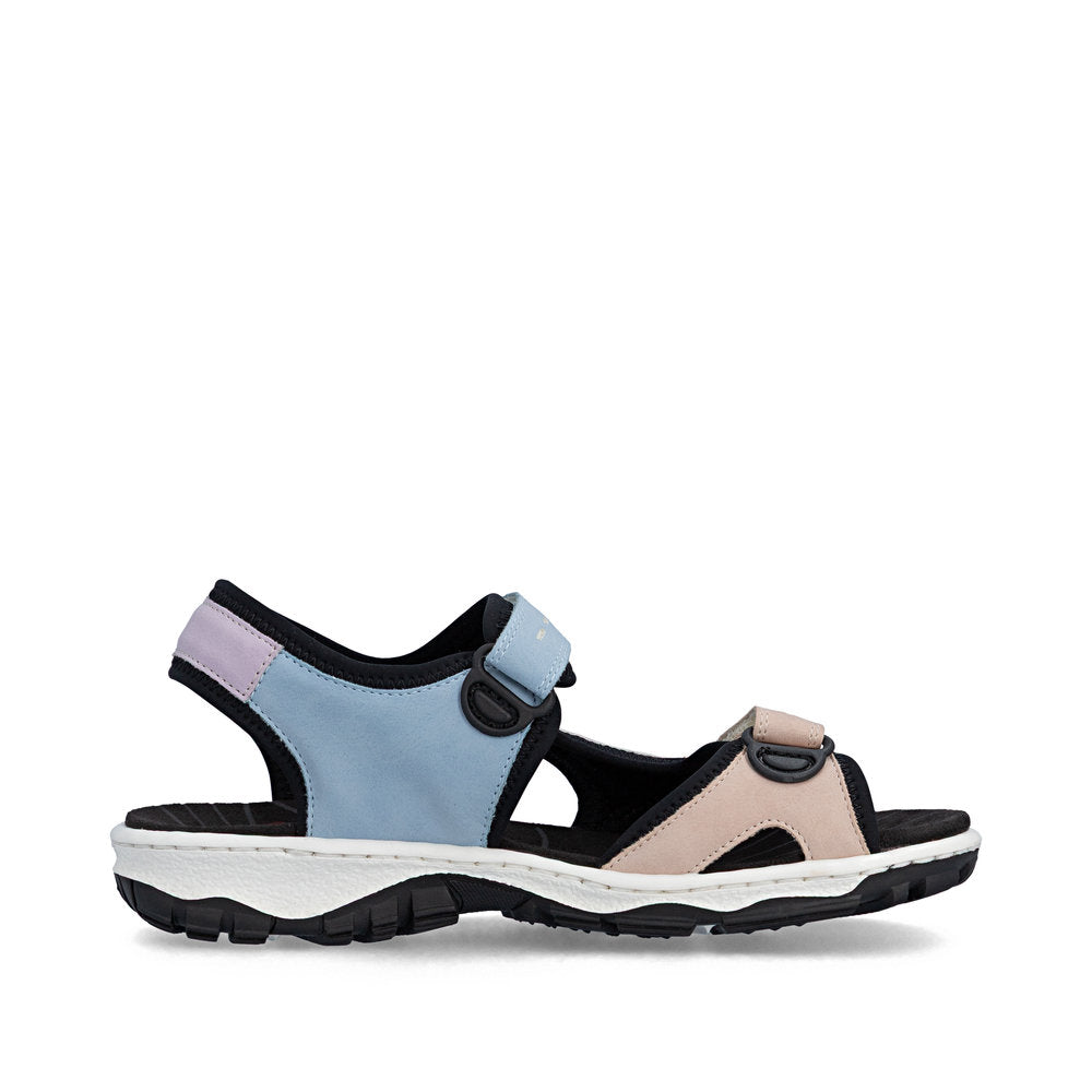 Rieker 68866-93 Mauve, Blue & Black Combi E 1/2 Fit Slingback Sandals