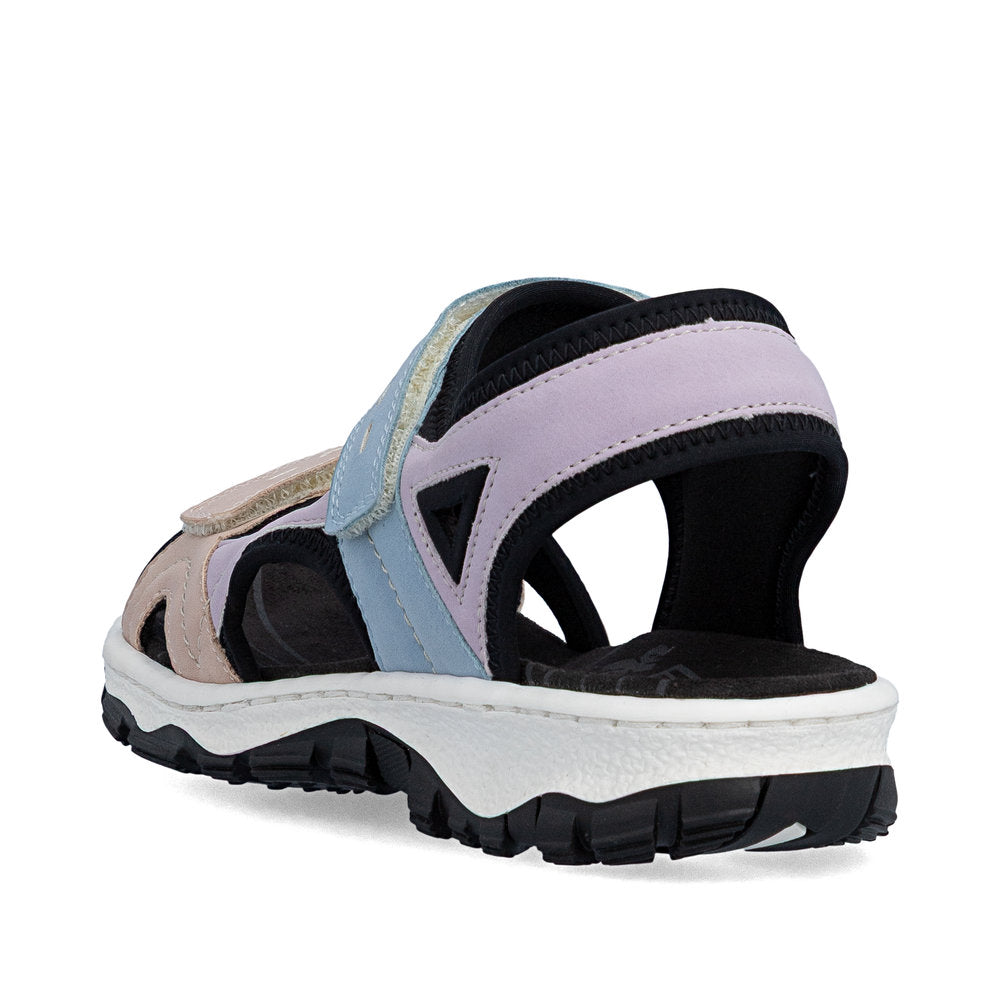 Rieker 68866-93 Mauve, Blue & Black Combi E 1/2 Fit Slingback Sandals