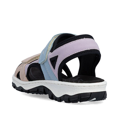 Rieker 68866-93 Mauve, Blue & Black Combi E 1/2 Fit Slingback Sandals