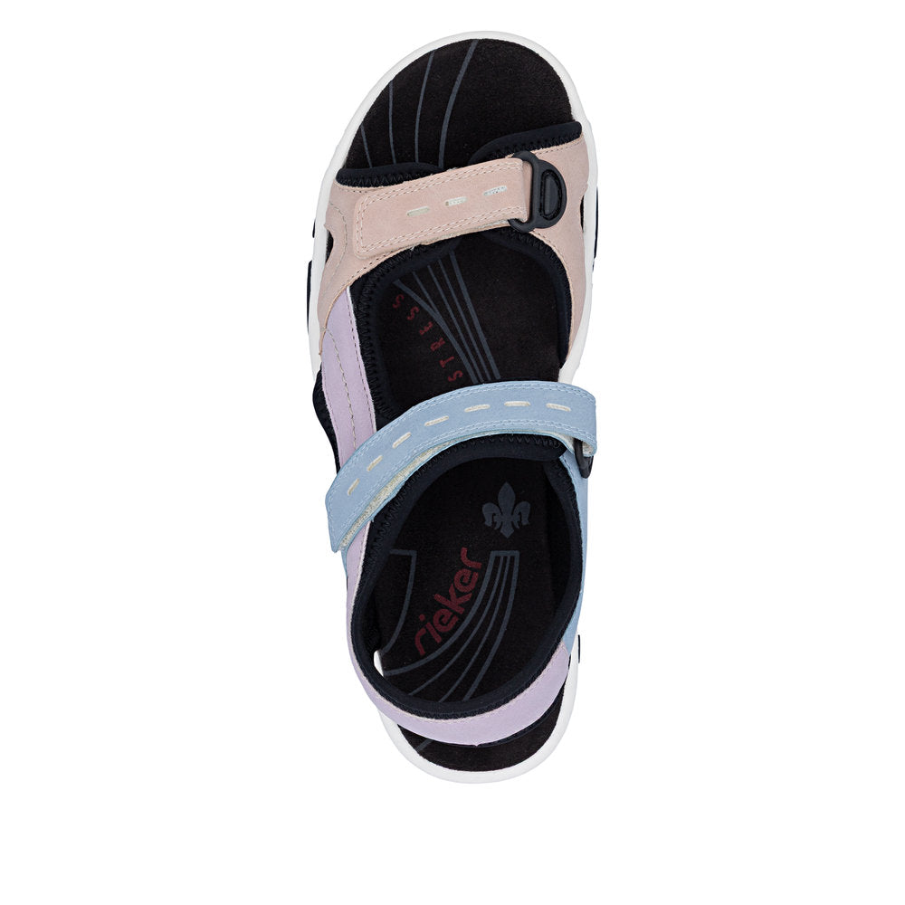 Rieker 68866-93 Mauve, Blue & Black Combi E 1/2 Fit Slingback Sandals