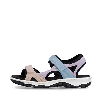 Rieker 68866-93 Mauve, Blue & Black Combi E 1/2 Fit Slingback Sandals