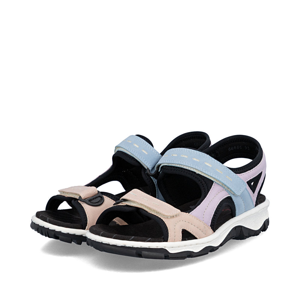 Rieker 68866-93 Mauve, Blue & Black Combi E 1/2 Fit Slingback Sandals