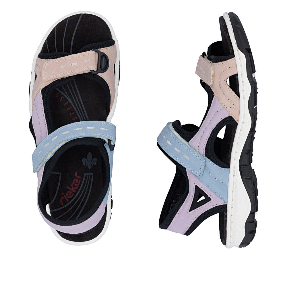 Rieker 68866-93 Mauve, Blue & Black Combi E 1/2 Fit Slingback Sandals