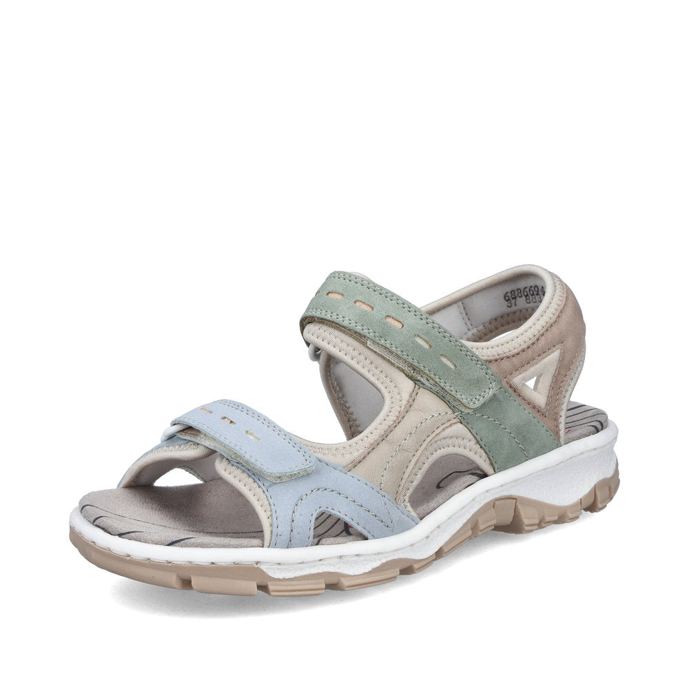 Rieker 68866-94 Blue, Cream & Nude Combi E 1/2 Fit Slingback Sandals