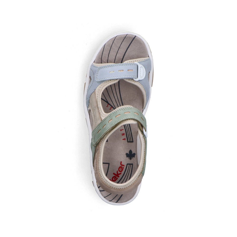 Rieker 68866-94 Blue, Cream & Nude Combi E 1/2 Fit Slingback Sandals