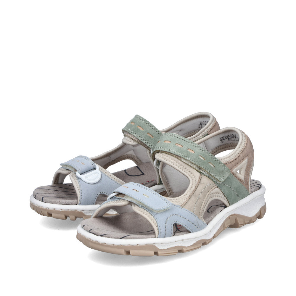 Rieker 68866-94 Blue, Cream & Nude Combi E 1/2 Fit Slingback Sandals