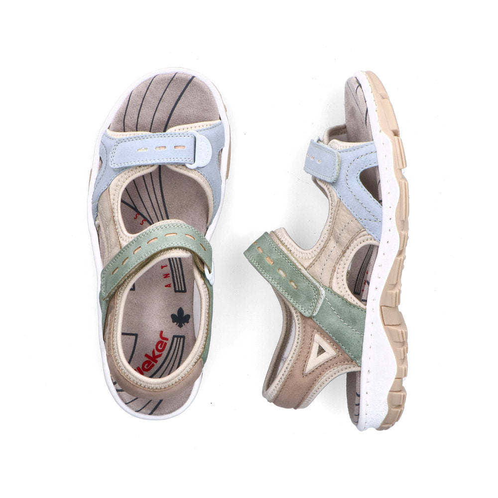 Rieker 68866-94 Blue, Cream & Nude Combi E 1/2 Fit Slingback Sandals