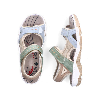 Rieker 68866-94 Blue, Cream & Nude Combi E 1/2 Fit Slingback Sandals