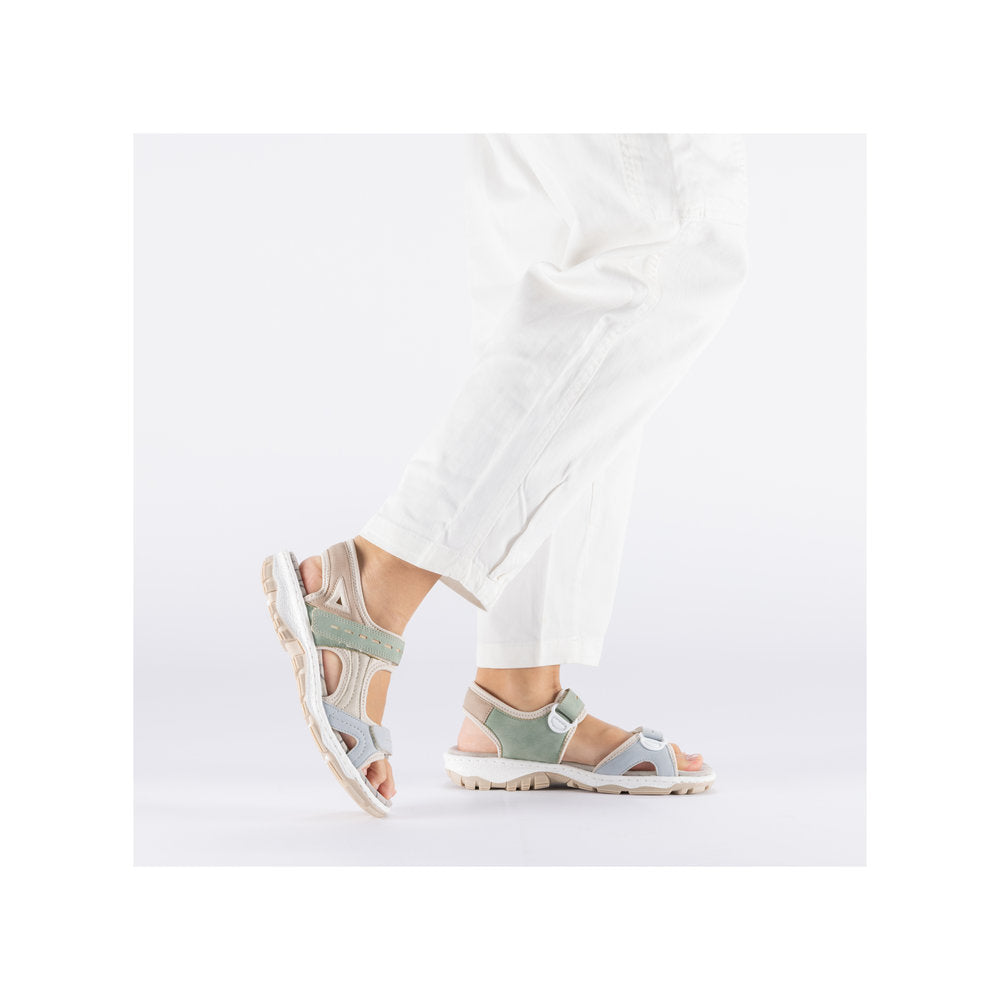 Rieker 68866-94 Blue, Cream & Nude Combi E 1/2 Fit Slingback Sandals