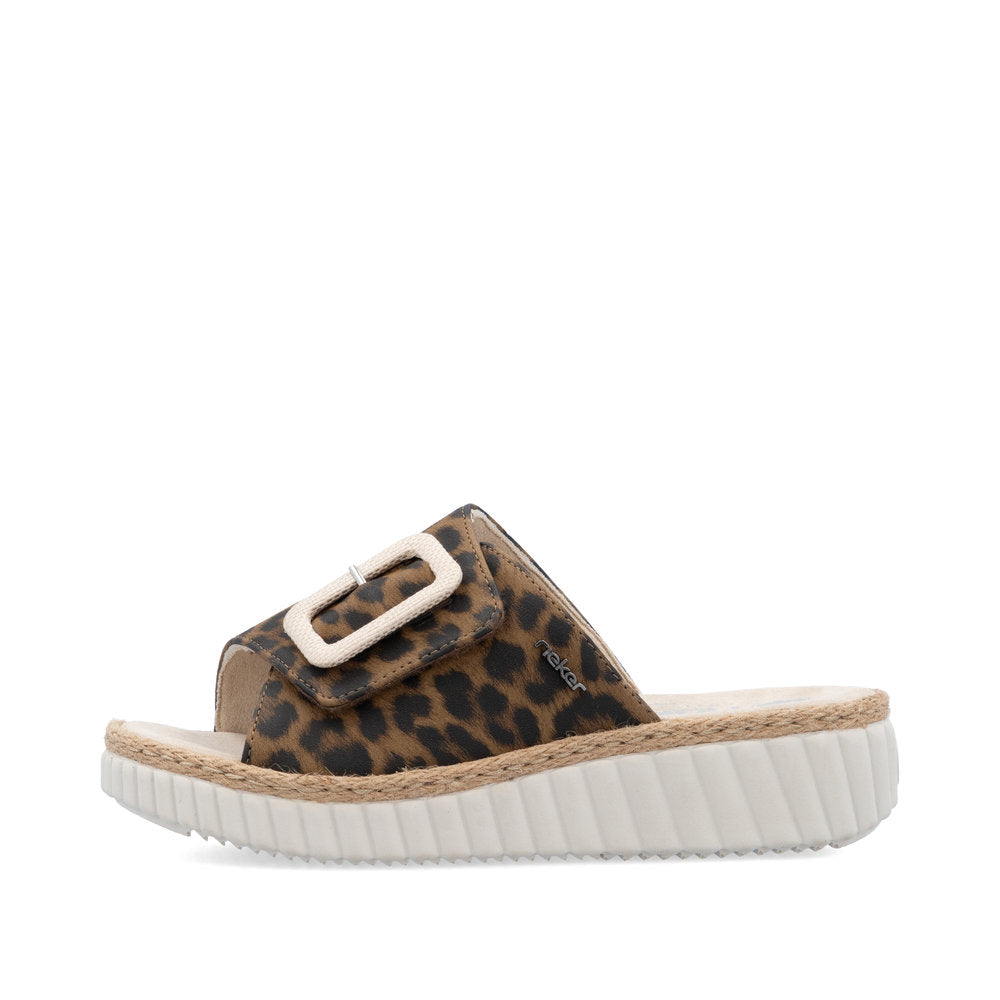 Rieker 69253-92 Leopard H Fit Slip On Sandals