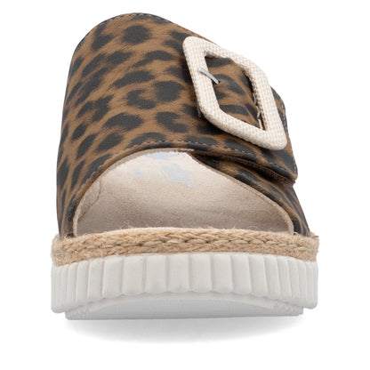Rieker 69253-92 Leopard H Fit Slip On Sandals