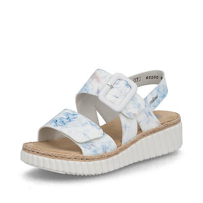 Rieker 69260-90 Blue Multi H Fit Velcro Sandals with Slingback Strap