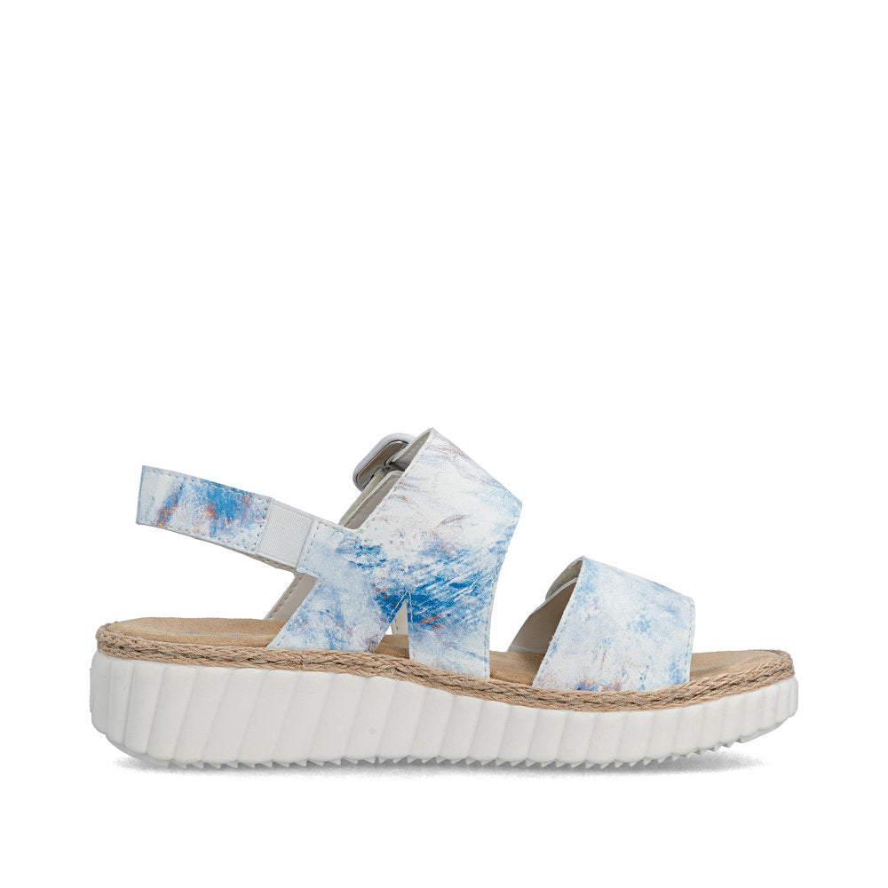 Rieker 69260-90 Blue Multi H Fit Velcro Sandals with Slingback Strap