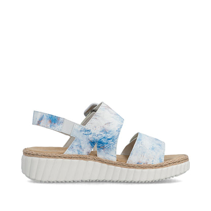 Rieker 69260-90 Blue Multi H Fit Velcro Sandals with Slingback Strap