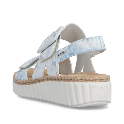 Rieker 69260-90 Blue Multi H Fit Velcro Sandals with Slingback Strap