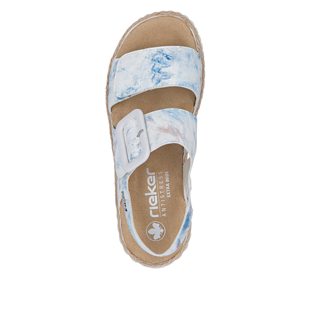 Rieker 69260-90 Blue Multi H Fit Velcro Sandals with Slingback Strap
