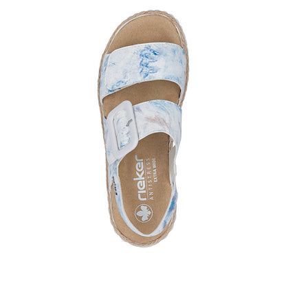 Rieker 69260-90 Blue Multi H Fit Velcro Sandals with Slingback Strap