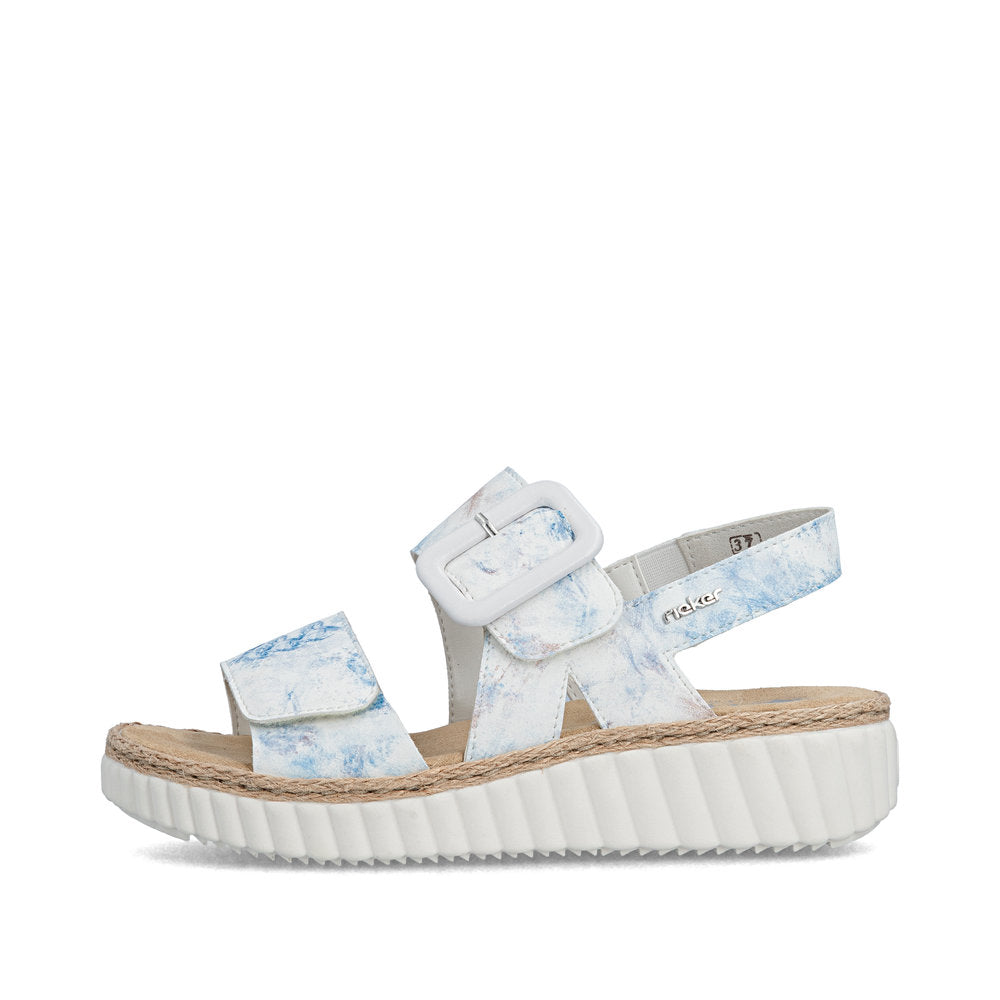 Rieker 69260-90 Blue Multi H Fit Velcro Sandals with Slingback Strap