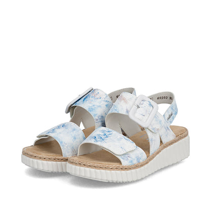 Rieker 69260-90 Blue Multi H Fit Velcro Sandals with Slingback Strap