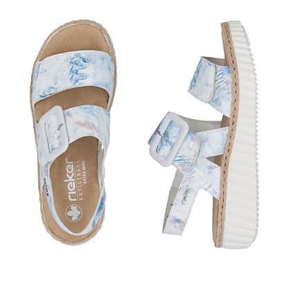 Rieker 69260-90 Blue Multi H Fit Velcro Sandals with Slingback Strap