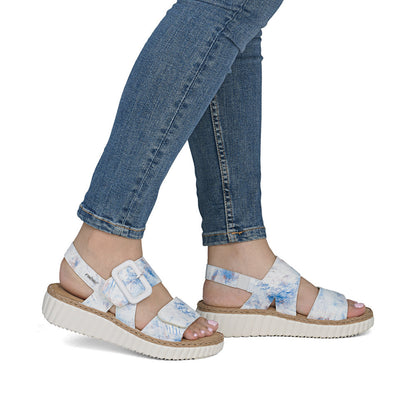 Rieker 69260-90 Blue Multi H Fit Velcro Sandals with Slingback Strap