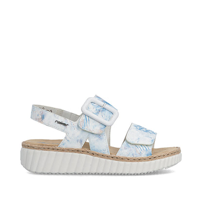 Rieker 69260-90 Blue Multi H Fit Velcro Sandals with Slingback Strap