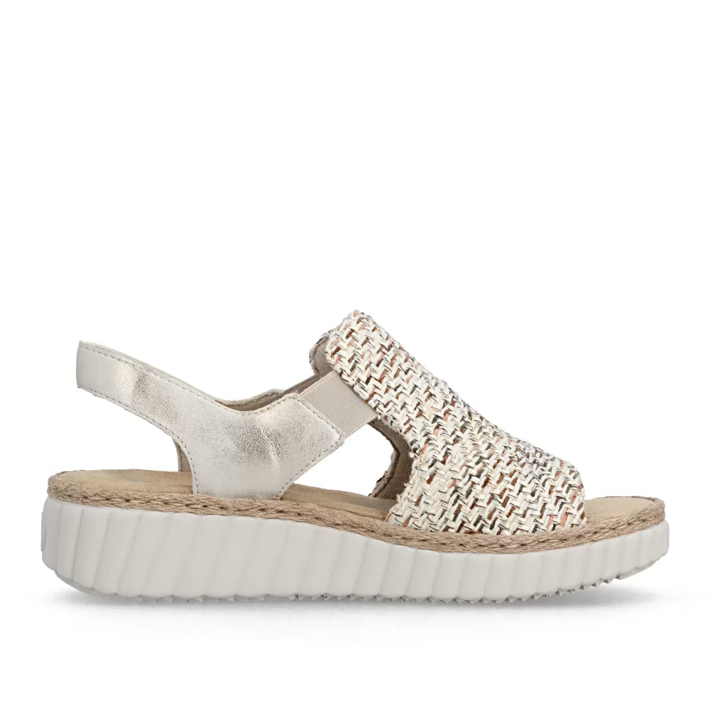 Rieker 69276-60 Beige H Fit Sandals with Slingback Strap