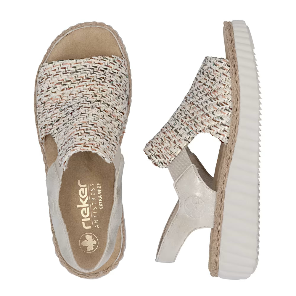 Rieker 69276-60 Beige H Fit Sandals with Slingback Strap