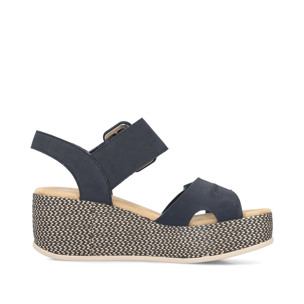 Rieker 69450-14 Navy F 1/2 Fit Wedge Slingback Sandals