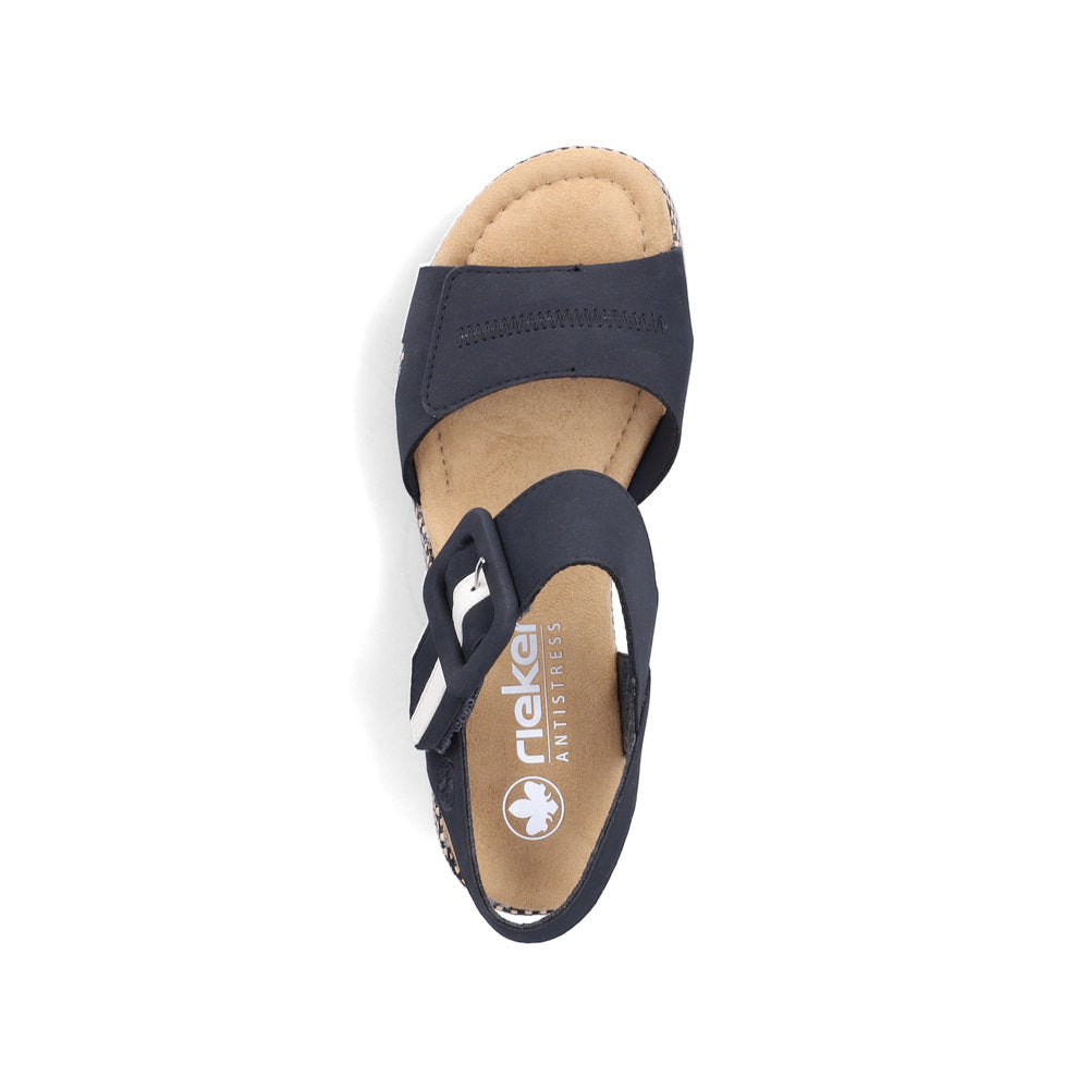 Rieker 69450-14 Navy F 1/2 Fit Wedge Slingback Sandals