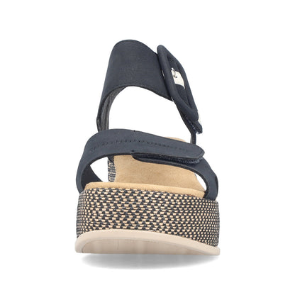 Rieker 69450-14 Navy F 1/2 Fit Wedge Slingback Sandals