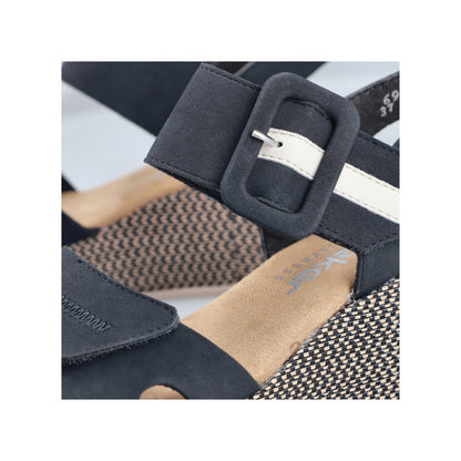 Rieker 69450-14 Navy F 1/2 Fit Wedge Slingback Sandals