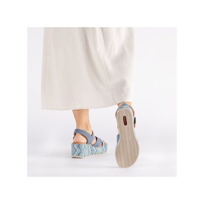 Rieker 69469-14 Indigo Blue Multi F 1/2 Fit Wedge Slingback Sandals