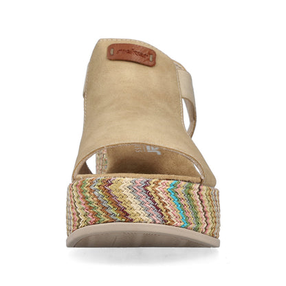 Rieker 69472-60 Marble Beige Multi F 1/2 Fit Wedge Slingback Sandals