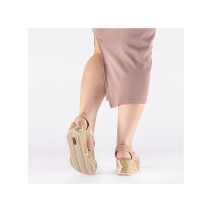 Rieker 69472-60 Marble Beige Multi F 1/2 Fit Wedge Slingback Sandals