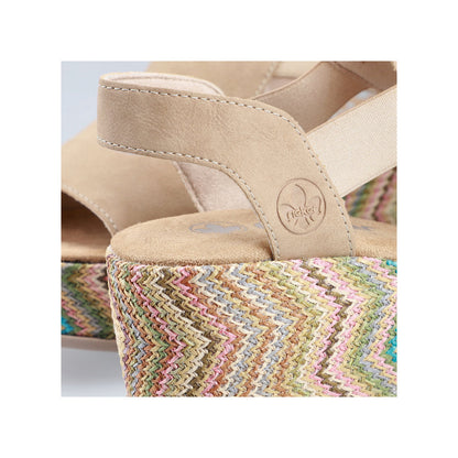 Rieker 69472-60 Marble Beige Multi F 1/2 Fit Wedge Slingback Sandals