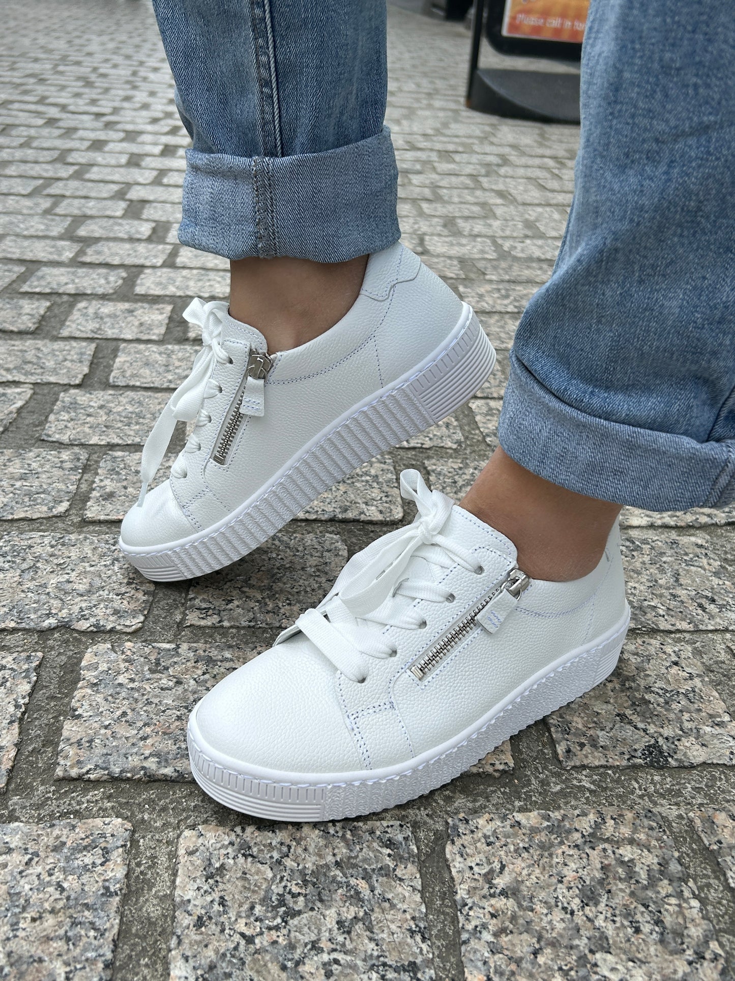 Gabor 83.334.21 White F Fit Sneakers with Zip