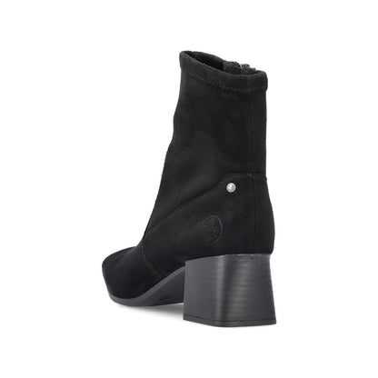 Rieker 70971-00 Black Soft Suede Block Heel Ankle Boots