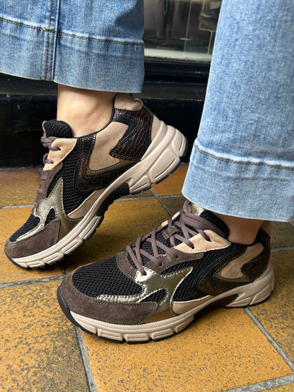 Gabor Comfort 6005.01.007 Black, Brown & Sand Mix G Fit Sneakers