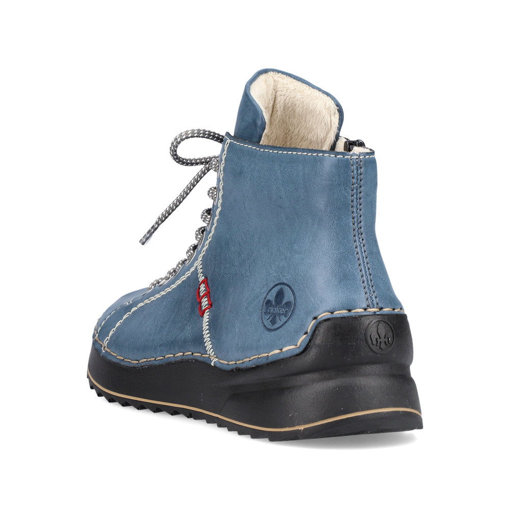 Rieker 71510-14 Royal Blue Boots with Grey Laces